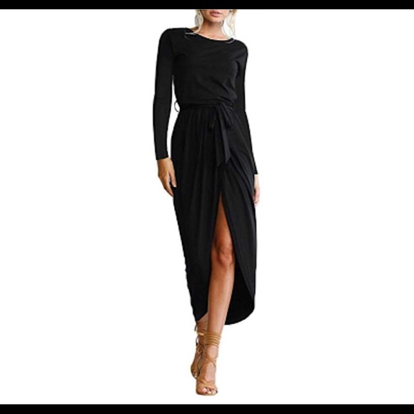 Pleated Slit Evening Cocktail Maxi Dress - Picture 4 of 6